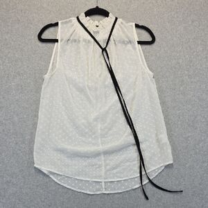 XOXO White Sleeveless Blouse with Black Tie